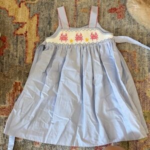 Smocked girls Crab Embroidery dress